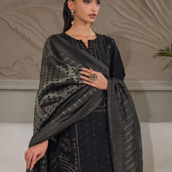3 Piece Zari Karandi Suit-Embroidered (Unstitched)